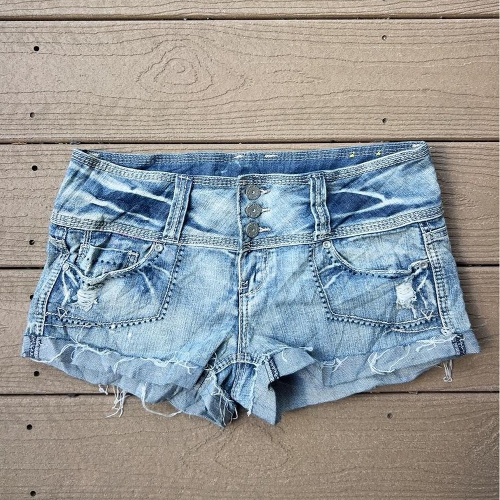 Y2K Almost Famous Denim Micro Mini Jean Shorts Low Rise Grunge Size 9